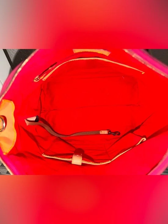 Dooney & Bourke Patent Leather Top Handle Satchel in Red Orange - Leather trim - Picture 8 of 16